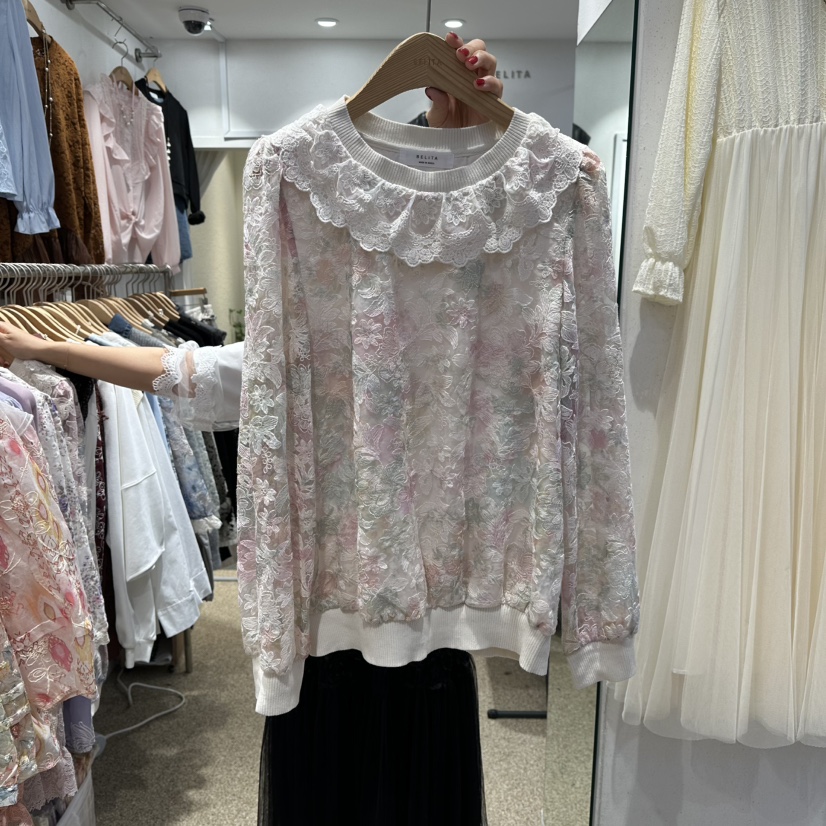 BELITA韓國代購㊣女士新品休閑25秋冬推薦真品時尚襯衫蕾絲衫BELITA襯衫/蕾絲衫圖色1