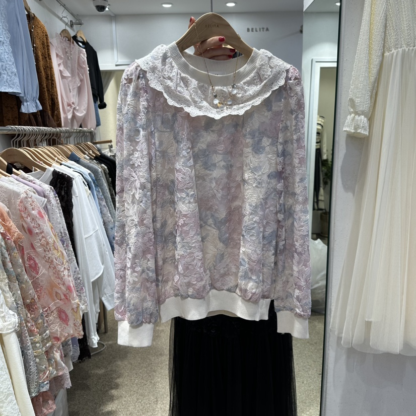 BELITA韓國代購㊣女士新品休閑25秋冬推薦真品時尚襯衫蕾絲衫BELITA襯衫/蕾絲衫圖色2