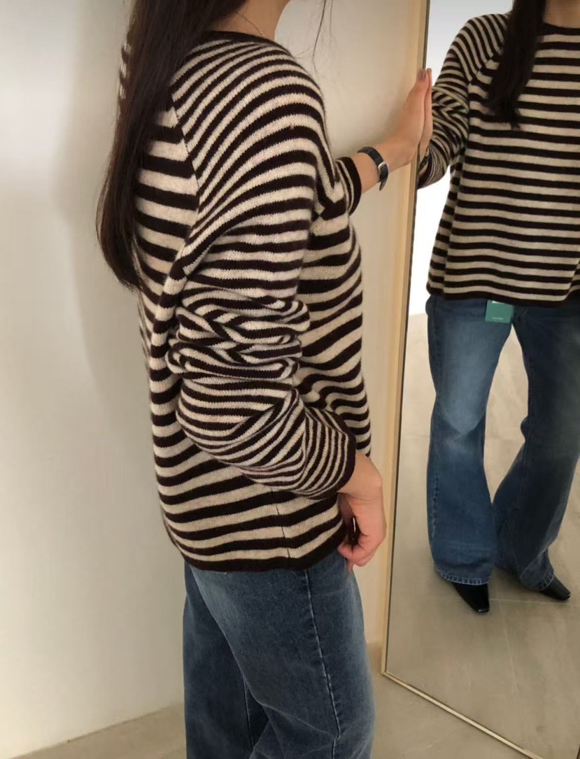 MUSHROOM EFFECT東大門㊣實拍女裝新品休閑時尚針織衫條紋MUSHROOM EFFECT針織衫