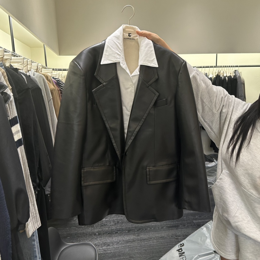 TOMGIRL東大門㊣直郵女裝新款熱賣推薦真品人氣25秋冬夾克假兩件TOMGIRL夾克圖色1
