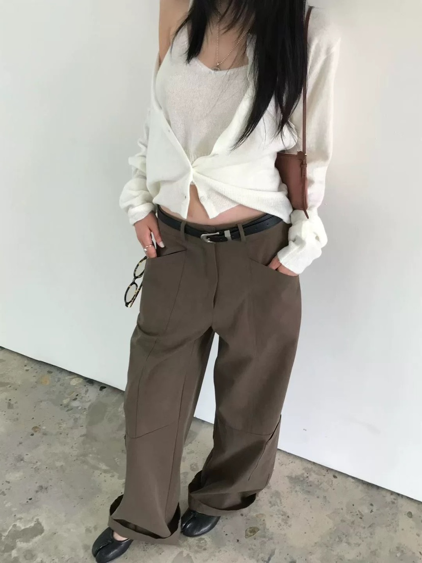 PADO韓國直郵㊣女士新品推薦時尚職業休閑休閑褲不含腰帶口袋PADO休閑褲圖色2