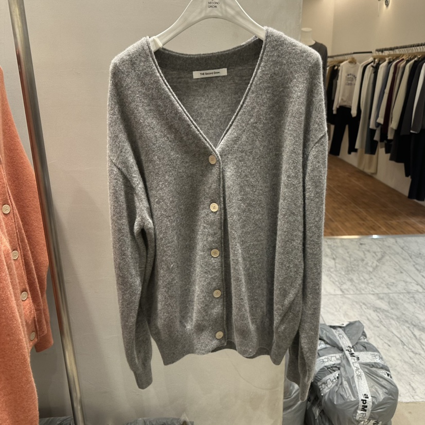 THE SECOND GROW東大門㊣代購女士新品人氣毛衣開襟衫寬松THE SECOND GROW毛衣圖色2