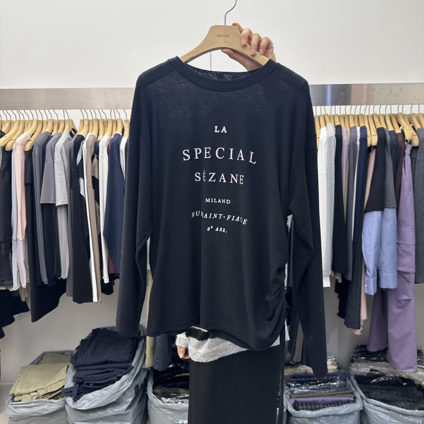 SPECIAL韓國代購㊣女裝新品真品推薦時尚25秋冬職業長袖T恤SPECIAL長袖T恤圖色2黑色