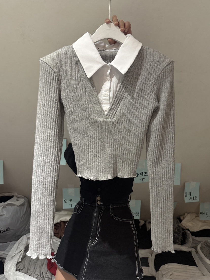 BELITA-L東大門㊣直郵女士新品休閑時尚職業長袖T恤假兩件BELITA-L長袖T恤圖色2