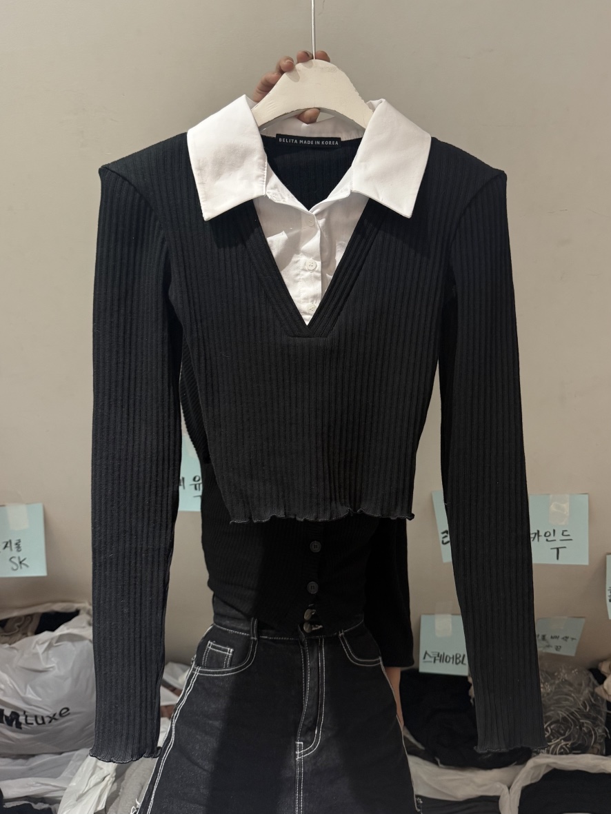 BELITA-L東大門㊣直郵女士新品休閑時尚職業長袖T恤假兩件BELITA-L長袖T恤圖色4