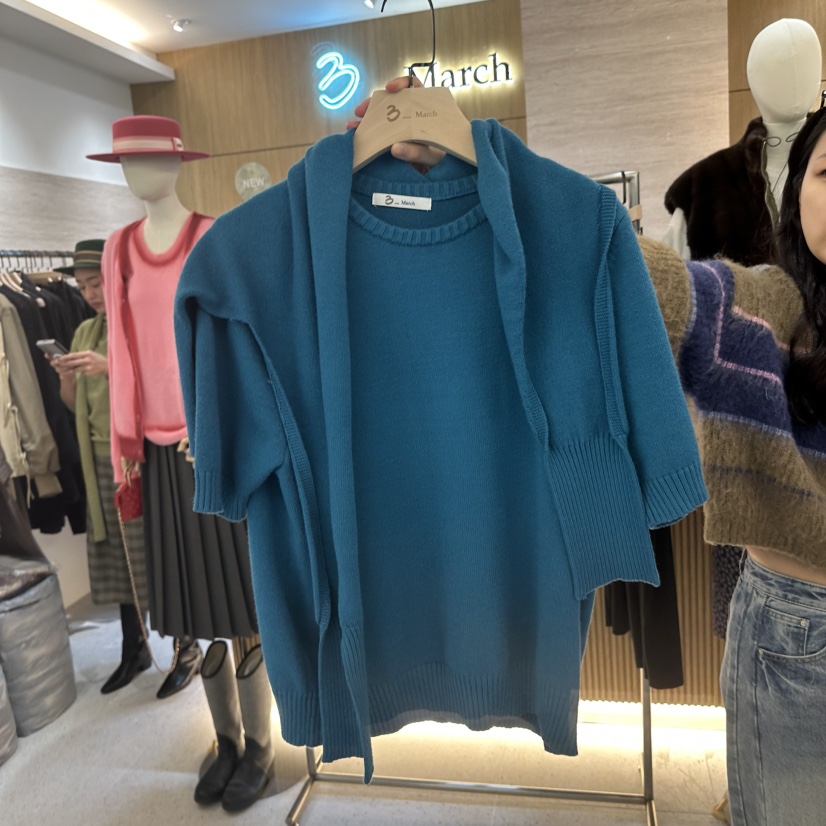 BISHOP韓國代購㊣女裝新品25秋冬休閑套裝含圍巾兩件套羊毛BISHOP套裝圖色2