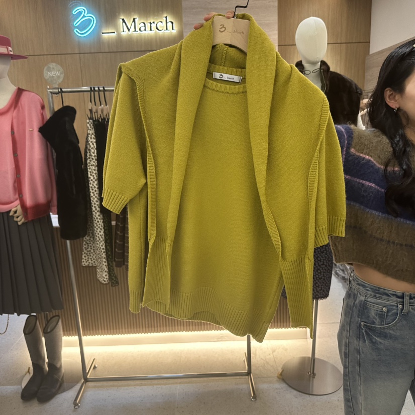 BISHOP韓國代購㊣女裝新品25秋冬休閑套裝含圍巾兩件套羊毛BISHOP套裝圖色4