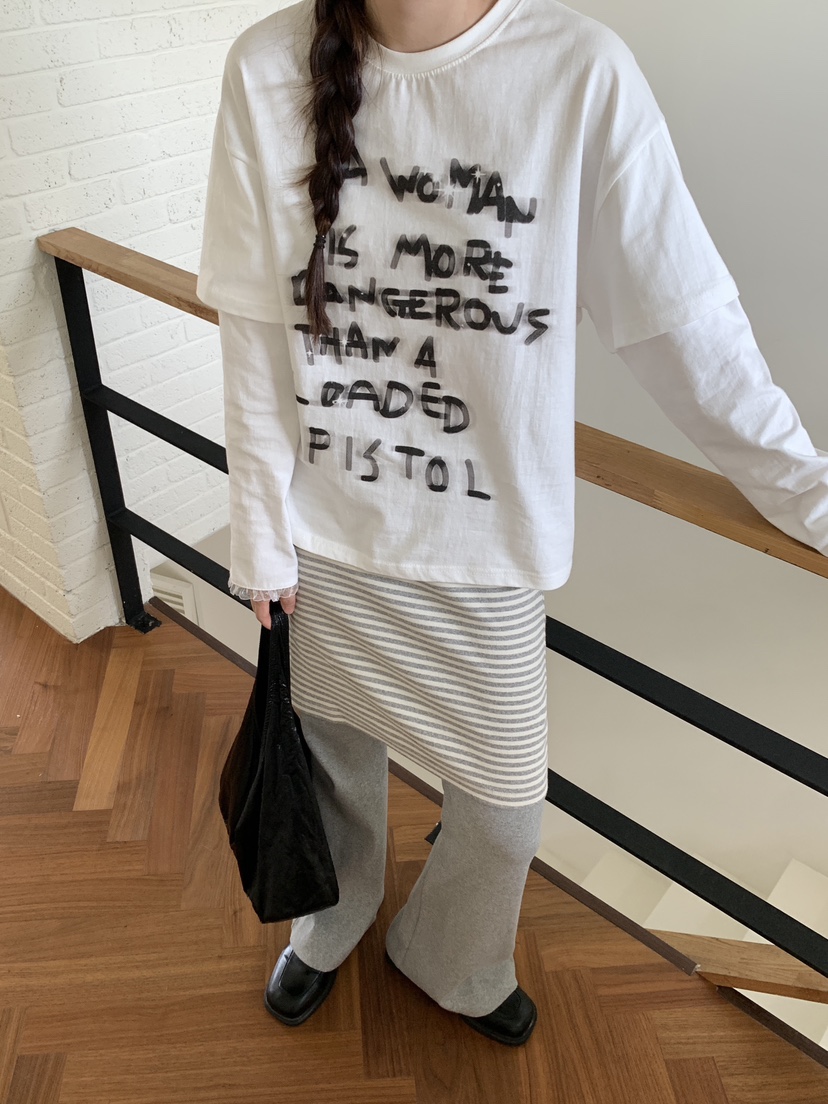 RE:OPENING韓國代購㊣女士新品熱賣真品時尚25秋冬職業長袖T恤RE:OPENING長袖T恤
