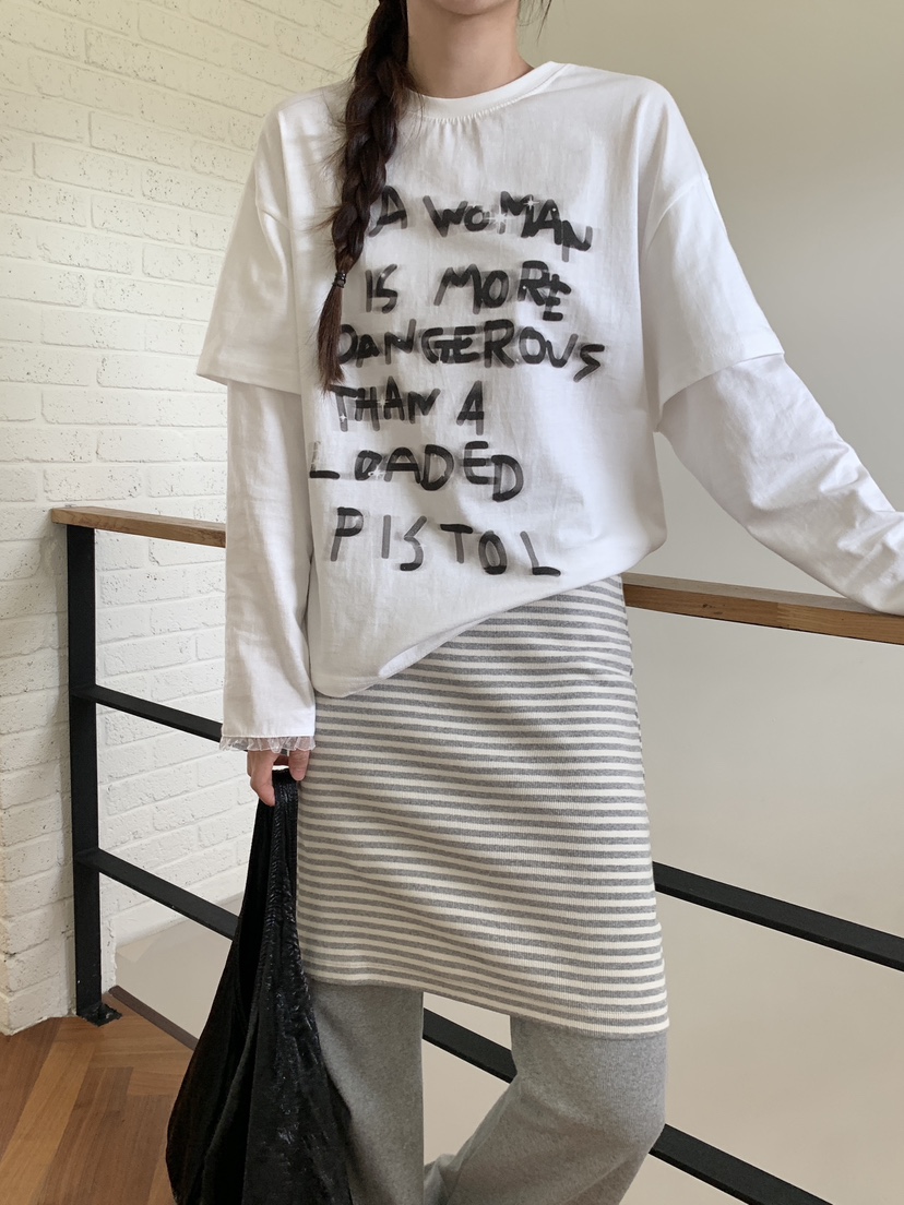 RE:OPENING韓國代購㊣女士新品熱賣真品時尚25秋冬職業長袖T恤RE:OPENING長袖T恤
