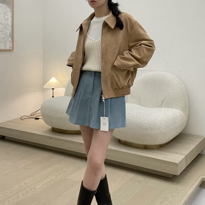 ALLVIBE東大門㊣實拍女裝新品推薦25秋冬時尚真品夾克絨面革ALLVIBE夾克
