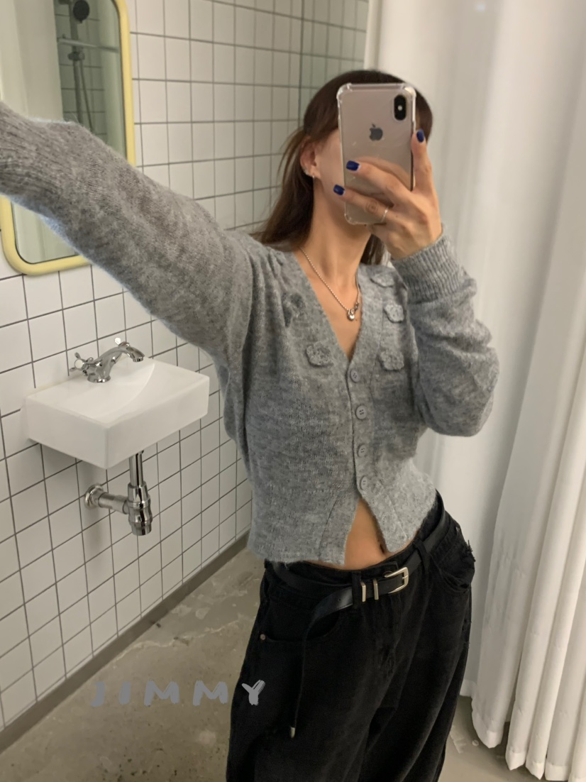 JIMMY韓國代購㊣女裝新款職業熱賣25秋冬真品休閑時尚毛衣開衫JIMMY/REMAKE毛衣