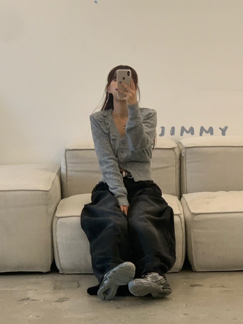 JIMMY韓國代購㊣女裝新款職業熱賣25秋冬真品休閑時尚毛衣開衫JIMMY/REMAKE毛衣
