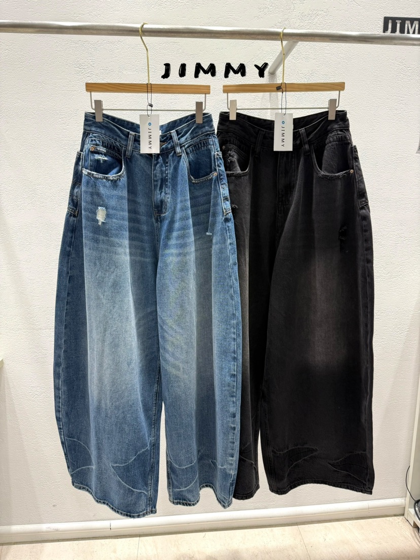 JIMMY韓國代購㊣女裝新品休閑熱賣真品推薦牛仔褲不含腰帶口袋JIMMY/REMAKE牛仔褲