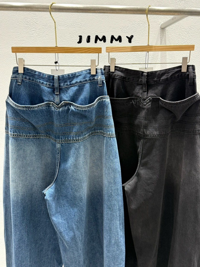 JIMMY韓國代購㊣女裝新品休閑熱賣真品推薦牛仔褲不含腰帶口袋JIMMY/REMAKE牛仔褲