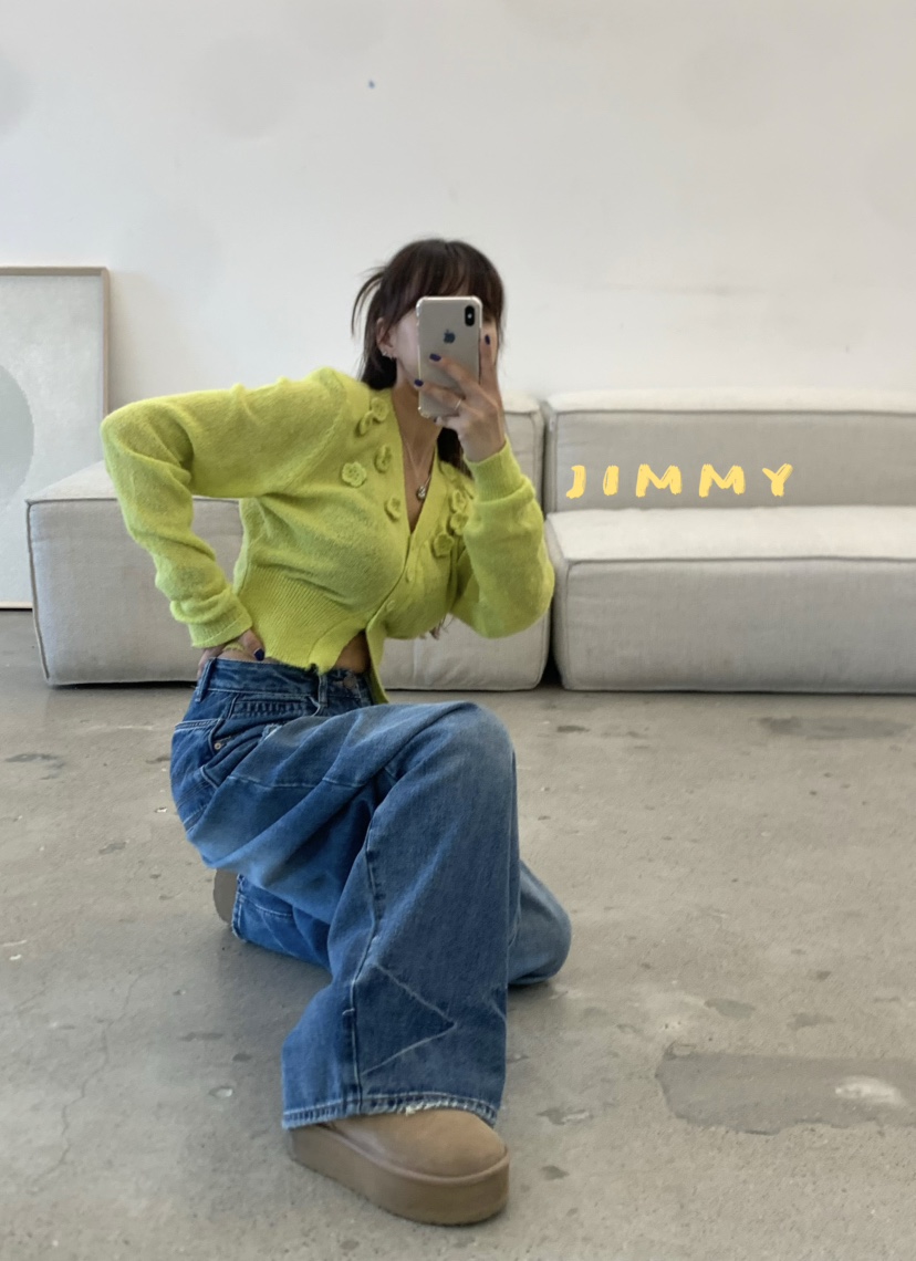 JIMMY韓國代購㊣女裝新品休閑熱賣真品推薦牛仔褲不含腰帶口袋JIMMY/REMAKE牛仔褲