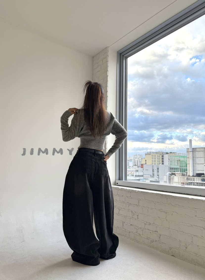 JIMMY韓國代購㊣女裝新品休閑熱賣真品推薦牛仔褲不含腰帶口袋JIMMY/REMAKE牛仔褲
