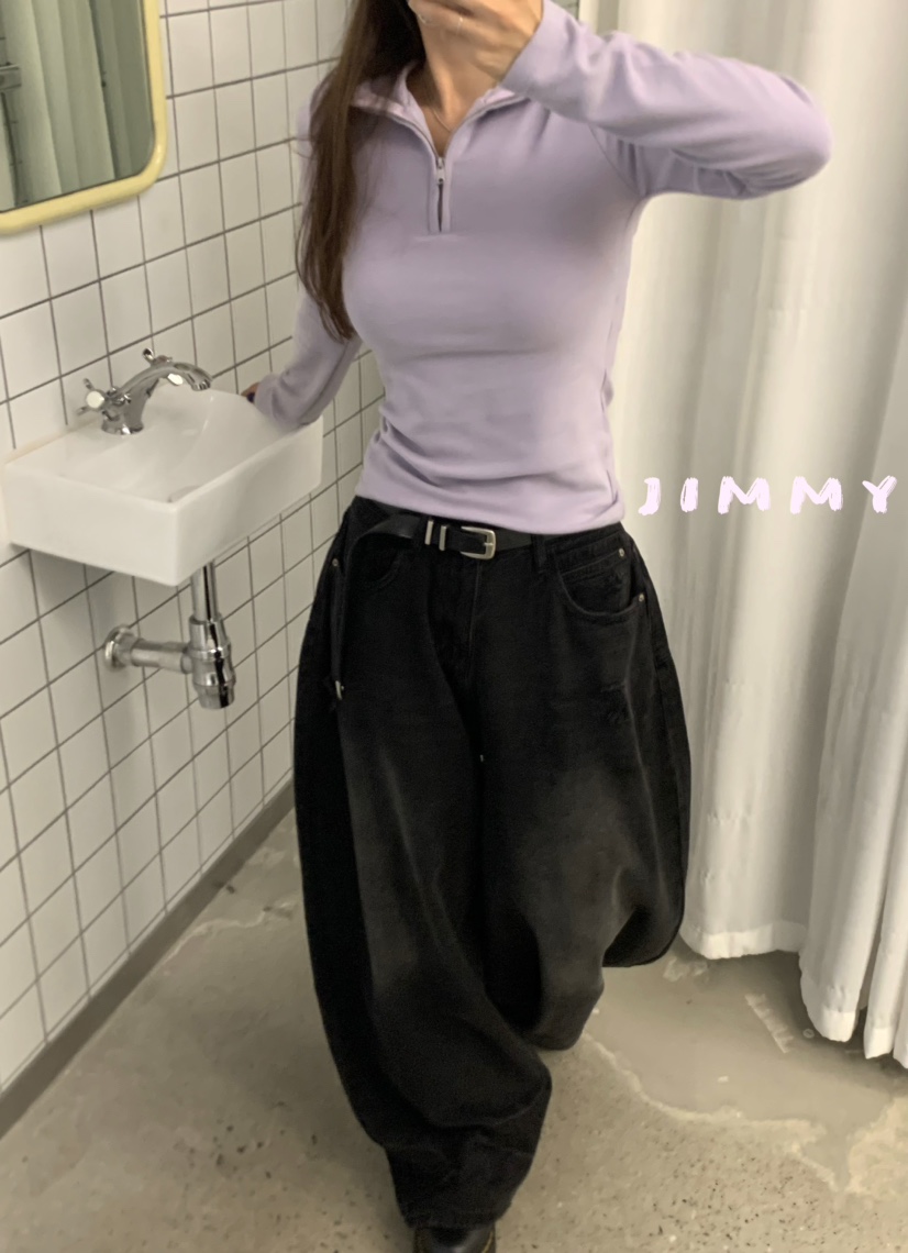 JIMMY東大門㊣代購女裝新品真品推薦職業25秋冬衛衣拉鏈連帽JIMMY/REMAKE衛衣