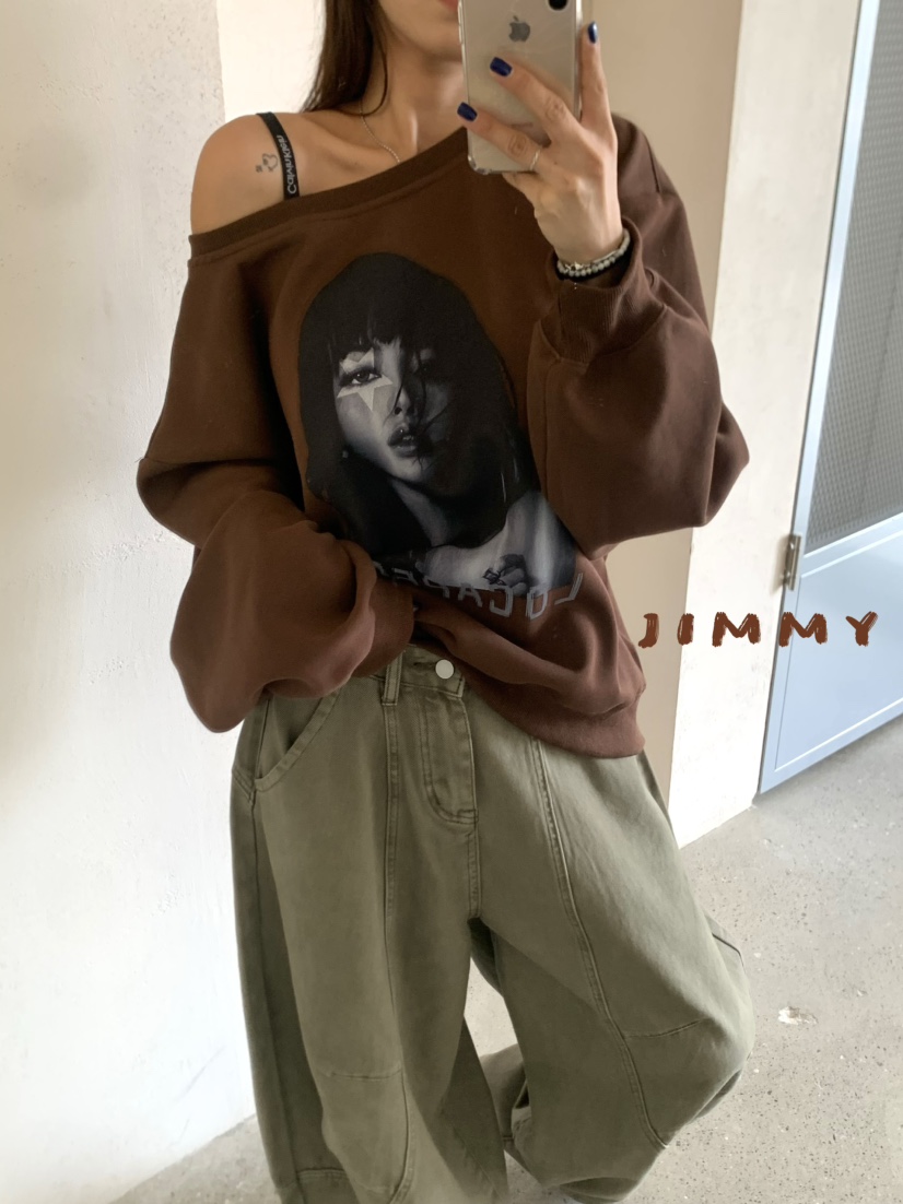 JIMMY東大門㊣實拍女裝新品推薦時尚休閑熱賣25秋冬職業衛衣JIMMY/REMAKE衛衣