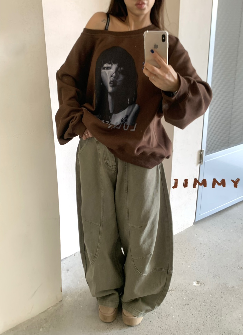 JIMMY東大門㊣實拍女裝新品推薦時尚休閑熱賣25秋冬職業衛衣JIMMY/REMAKE衛衣