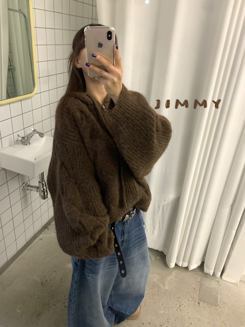 JIMMY東大門㊣實拍女士新品職業人氣推薦真品毛衣連帽針織衫JIMMY/REMAKE毛衣