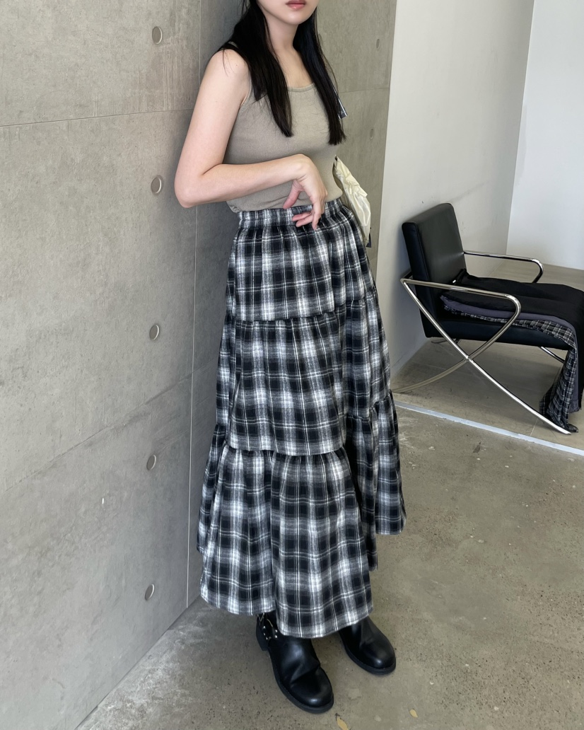 ALLVIBE韓國直郵㊣女裝新品休閑25秋冬職業推薦真品時尚長裙ALLVIBE長裙