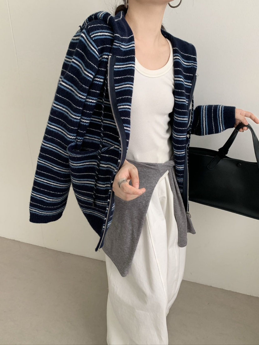 CRONG東大門㊣實拍女裝新品熱賣25秋冬人氣時尚夾克連帽針織衫CRONG夾克