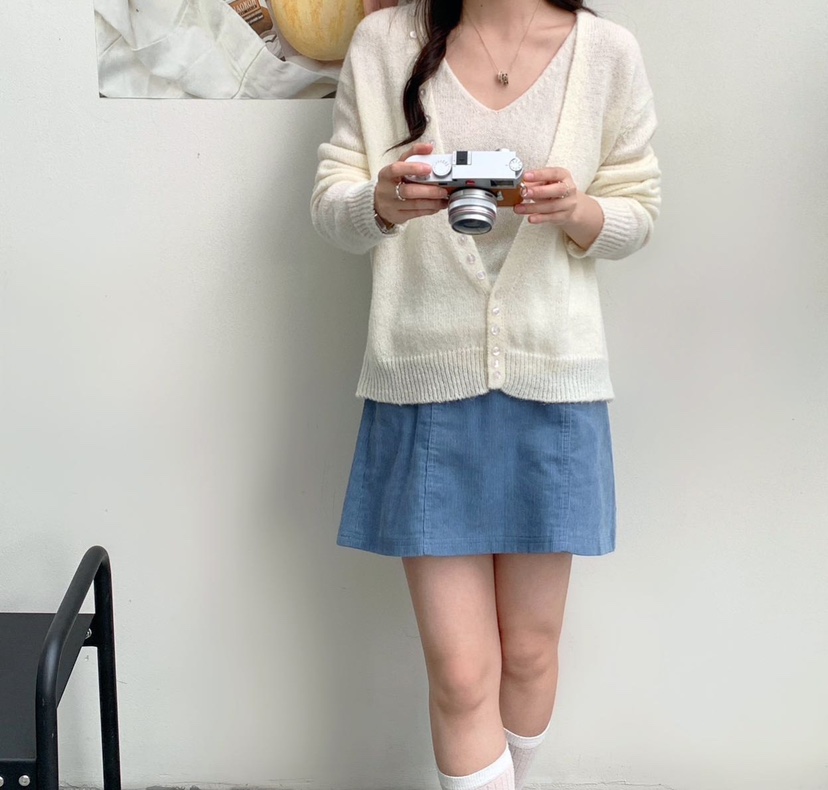 CRONG韓國代購㊣女裝新品推薦時尚熱賣真品套裝套裝開衫紐扣CRONG套裝