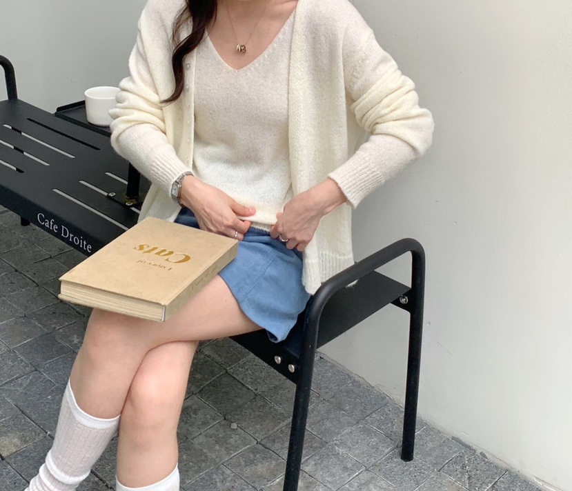 CRONG韓國代購㊣女裝新品推薦時尚熱賣真品套裝套裝開衫紐扣CRONG套裝圖色2
