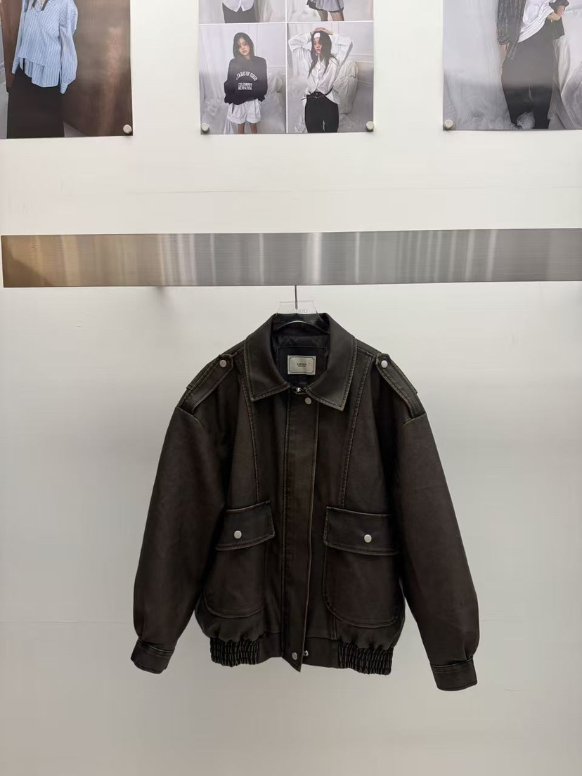 AMOOD韓國代購㊣女士新品休閑時尚熱賣真品25秋冬推薦夾克皮革AMOOD夾克圖色1