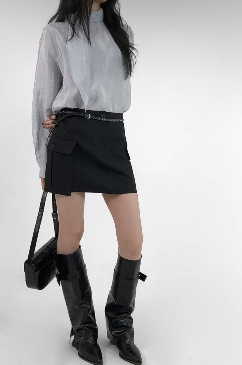 EOMPIT韓國直郵㊣女士新款職業熱賣休閑人氣時尚短裙不含腰帶EOMPIT短裙