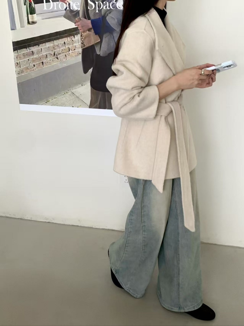 CRONG東大門㊣實拍女裝新款時尚休閑25秋冬真品人氣中長款大衣CRONG中長款大衣