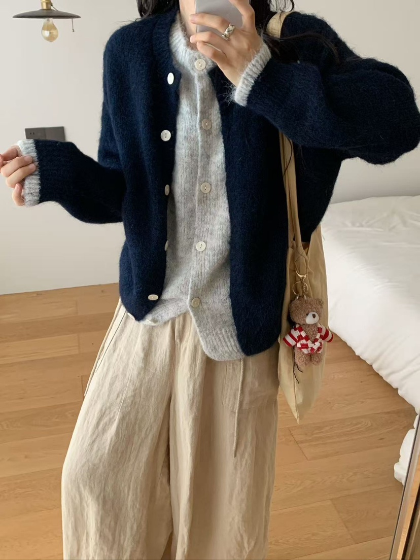 CRONG東大門㊣代購女士新品時尚熱賣職業真品針織衫羊毛開衫CRONG針織衫圖色2