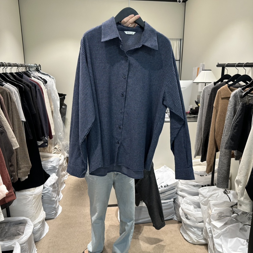 RE STOCK韓國代購㊣女士新品推薦休閑真品25秋冬襯衫蕾絲衫RE STOCK襯衫/蕾絲衫圖色1