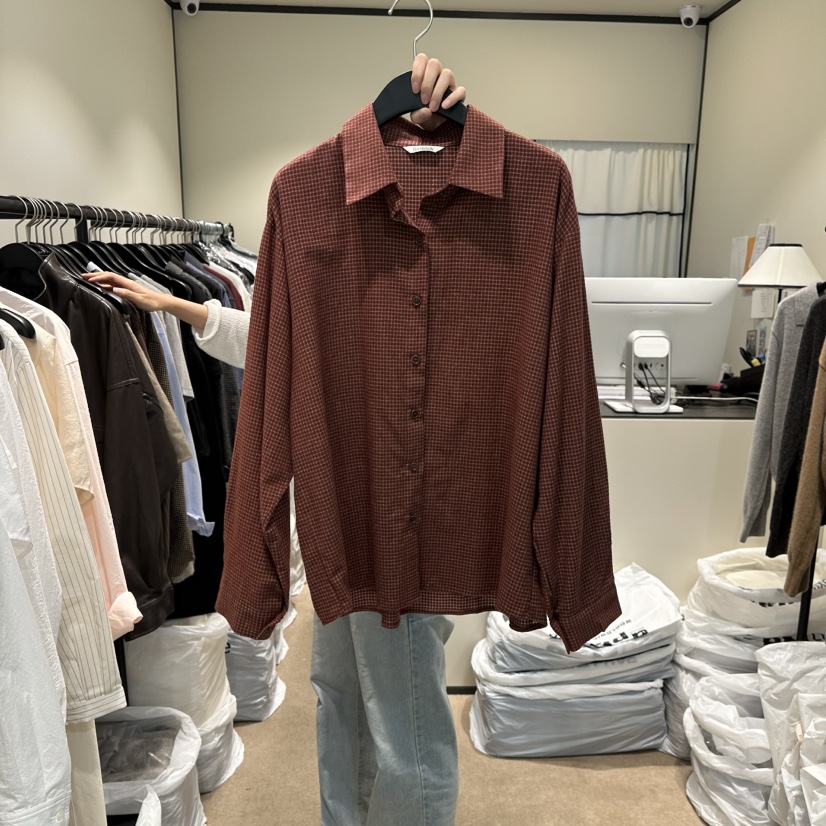 RE STOCK韓國代購㊣女士新品推薦休閑真品25秋冬襯衫蕾絲衫RE STOCK襯衫/蕾絲衫圖色2