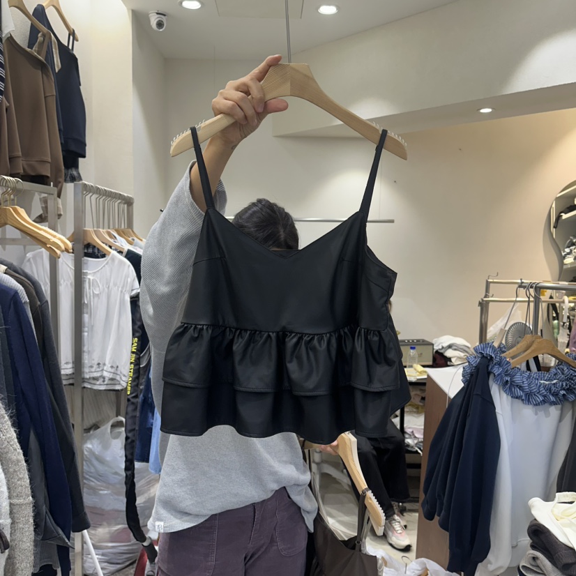 HIPTIQUE韓國代購㊣女士新款時尚真品人氣25秋冬吊帶背心荷葉邊HIPTIQUE吊帶/背心圖色2