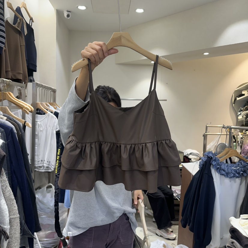 HIPTIQUE韓國代購㊣女士新款時尚真品人氣25秋冬吊帶背心荷葉邊HIPTIQUE吊帶/背心圖色3