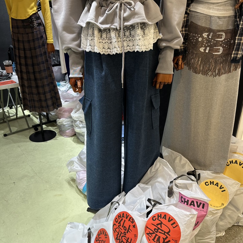 CHAVI東大門㊣實拍女士新品推薦休閑時尚25秋冬休閑褲人字形格紋CHAVI休閑褲圖色3