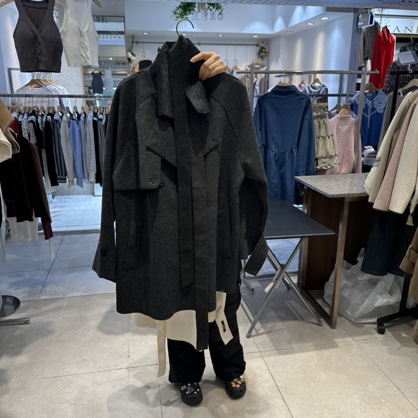 DREAM GIRIS東大門㊣直郵女士新款休閑短款大衣含腰帶羊毛DREAM GIRIS短款大衣圖色5
