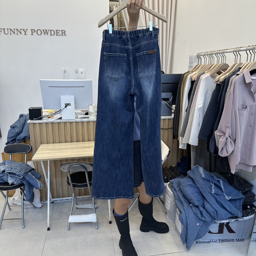 FUNNY POWDER東大門㊣直郵女裝新品人氣休閑時尚牛仔褲喇叭THE FUNNY牛仔褲