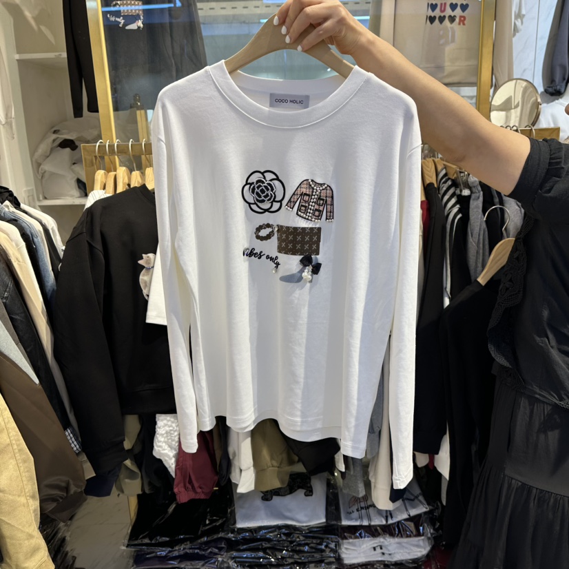 COCO HOLIC東大門㊣代購女裝新品時尚休閑熱賣真品長袖T恤COCO HOLIC長袖T恤圖色1