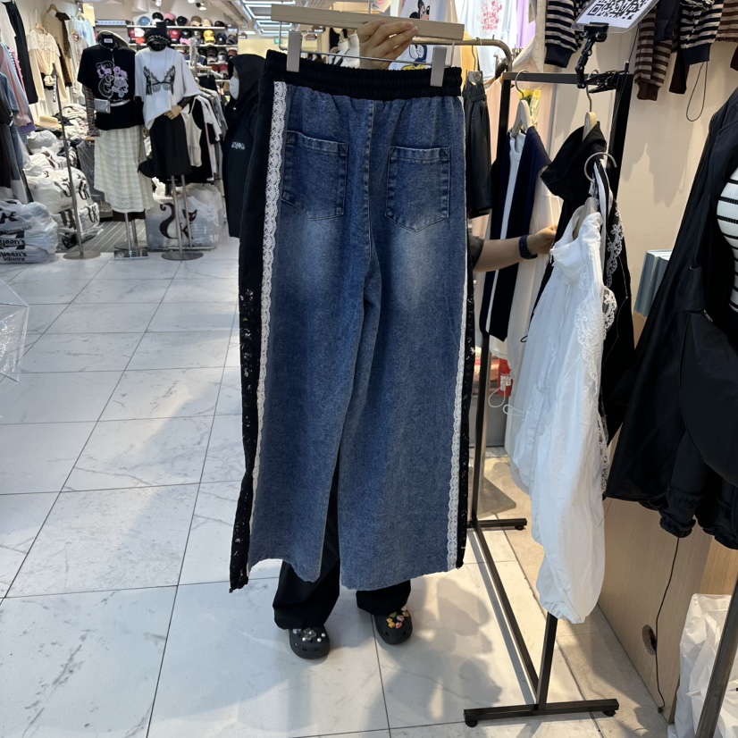 DREAM GIRIS東大門㊣直郵女裝新品熱賣25秋冬職業牛仔褲蕾絲DREAM GIRIS牛仔褲