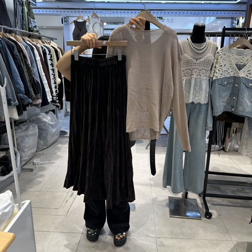 DREAM GIRIS東大門㊣代購女裝新款真品套裝天鵝絨含腰帶兩件套百褶套裝褶裙DREAM GIRIS套裝