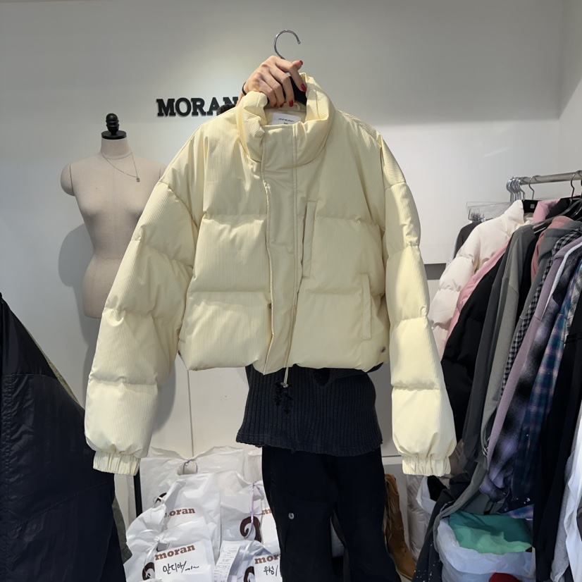 MORAN東大門㊣代購女裝新款時尚熱賣真品職業休閑短款棉服鴨絨MORAN/MOSCO短款棉服圖色2