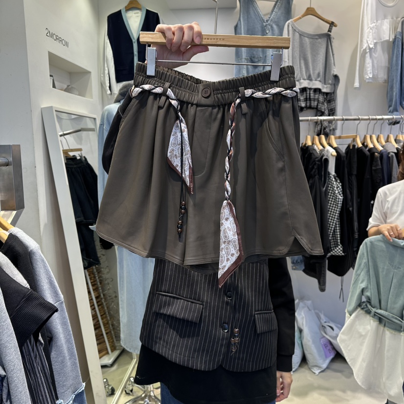 2MORROW東大門㊣代購女裝新品休閑推薦職業時尚短褲不含腰帶2MORROW短褲圖色1