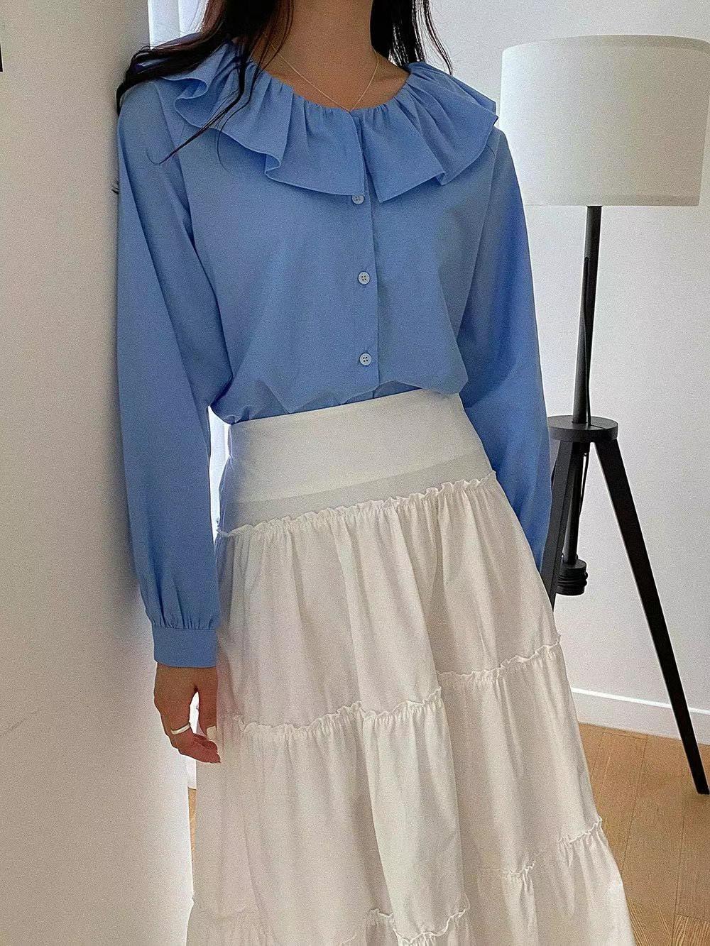 DRESS UP東大門㊣實拍女裝新款推薦25秋冬時尚熱賣襯衫蕾絲衫DRESS UP襯衫/蕾絲衫圖色2