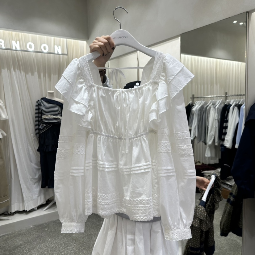 AFTERNOON韓國直郵㊣女裝新品休閑真品時尚熱賣推薦襯衫蕾絲衫AFTERNOON襯衫/蕾絲衫圖色2