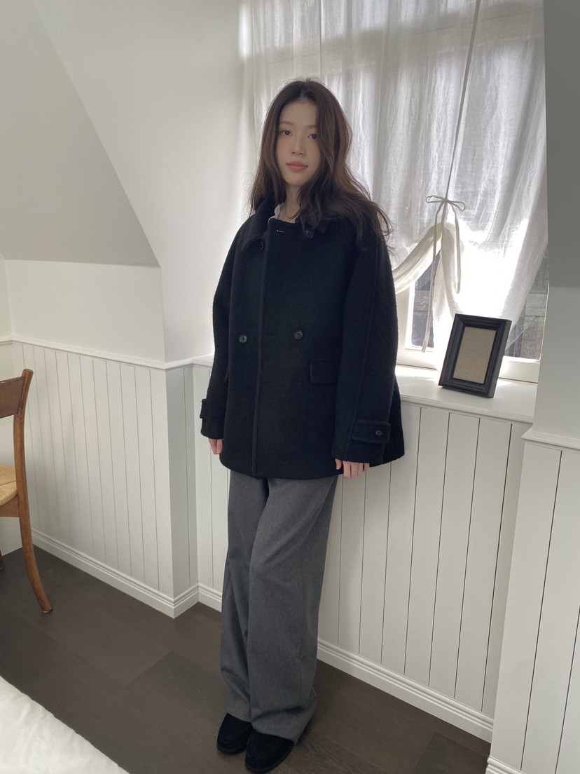 ERUME東大門㊣直郵女裝新品25秋冬熱賣推薦真品短款大衣羊駝ERUME短款大衣