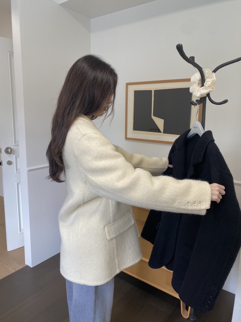 ERUME東大門㊣代購女裝新品時尚25秋冬職業人氣短款大衣羊駝ERUME短款大衣