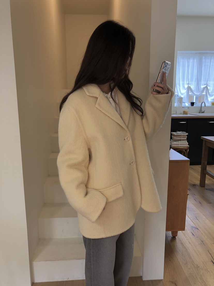 ERUME東大門㊣代購女裝新品時尚25秋冬職業人氣短款大衣羊駝ERUME短款大衣
