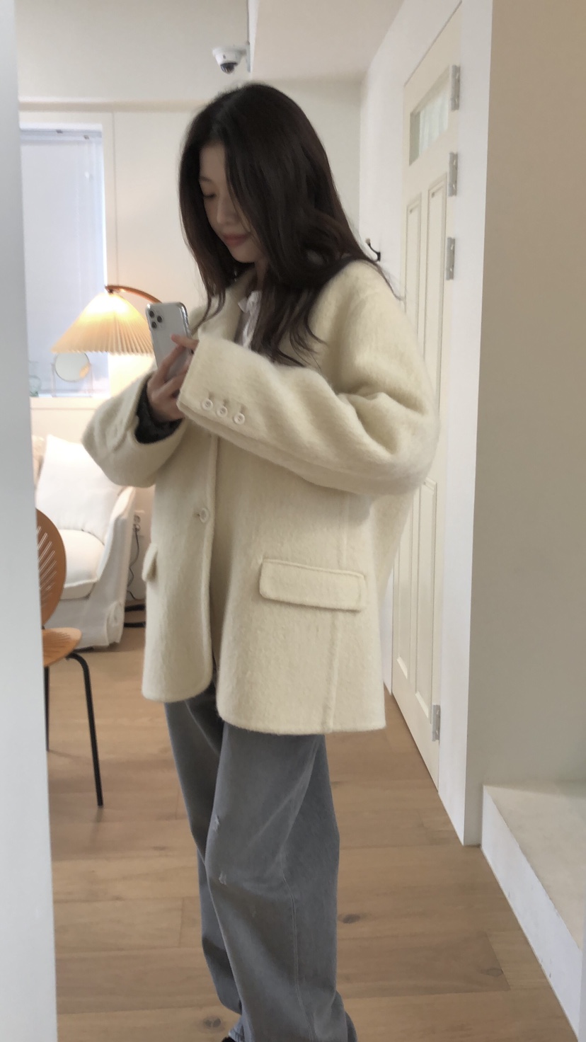ERUME東大門㊣代購女裝新品時尚25秋冬職業人氣短款大衣羊駝ERUME短款大衣